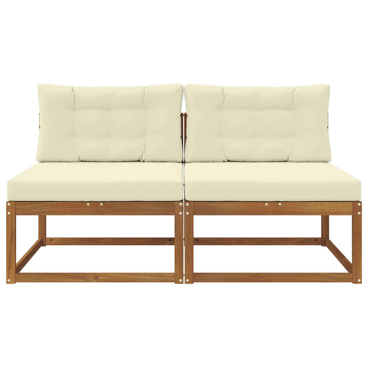 Buiten Midden Sofa met kussen 2 Stuk Naturel Massief Acaciahout