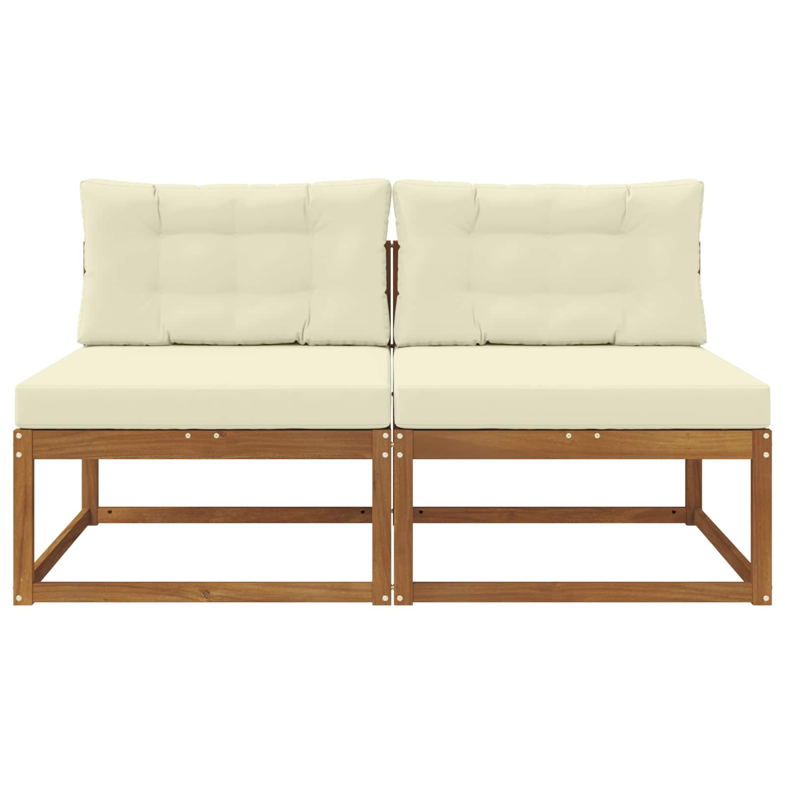Buiten Midden Sofa met kussen 2 Stuk Naturel Massief Acaciahout