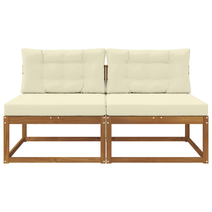 Buiten Midden Sofa met kussen 2 Stuk Naturel Massief Acaciahout