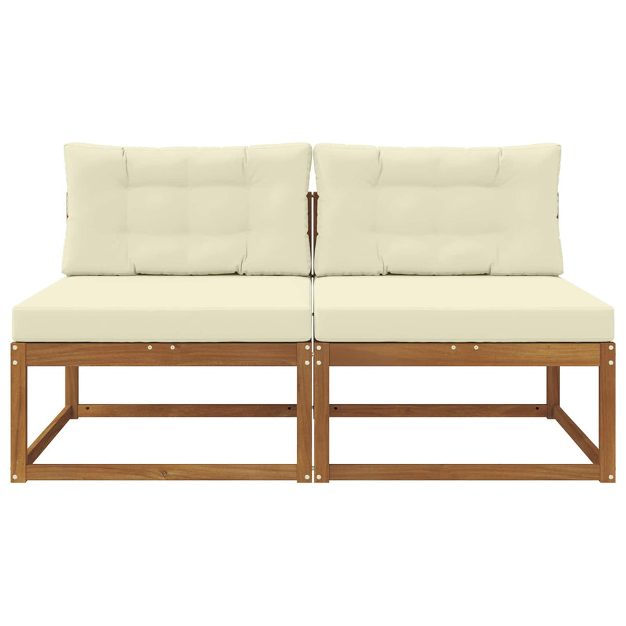 Buiten Midden Sofa met kussen 2 Stuk Naturel Massief Acaciahout