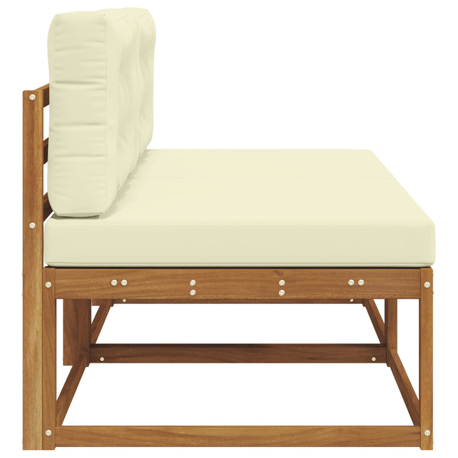 Buiten Midden Sofa met kussen 2 Stuk Naturel Massief Acaciahout