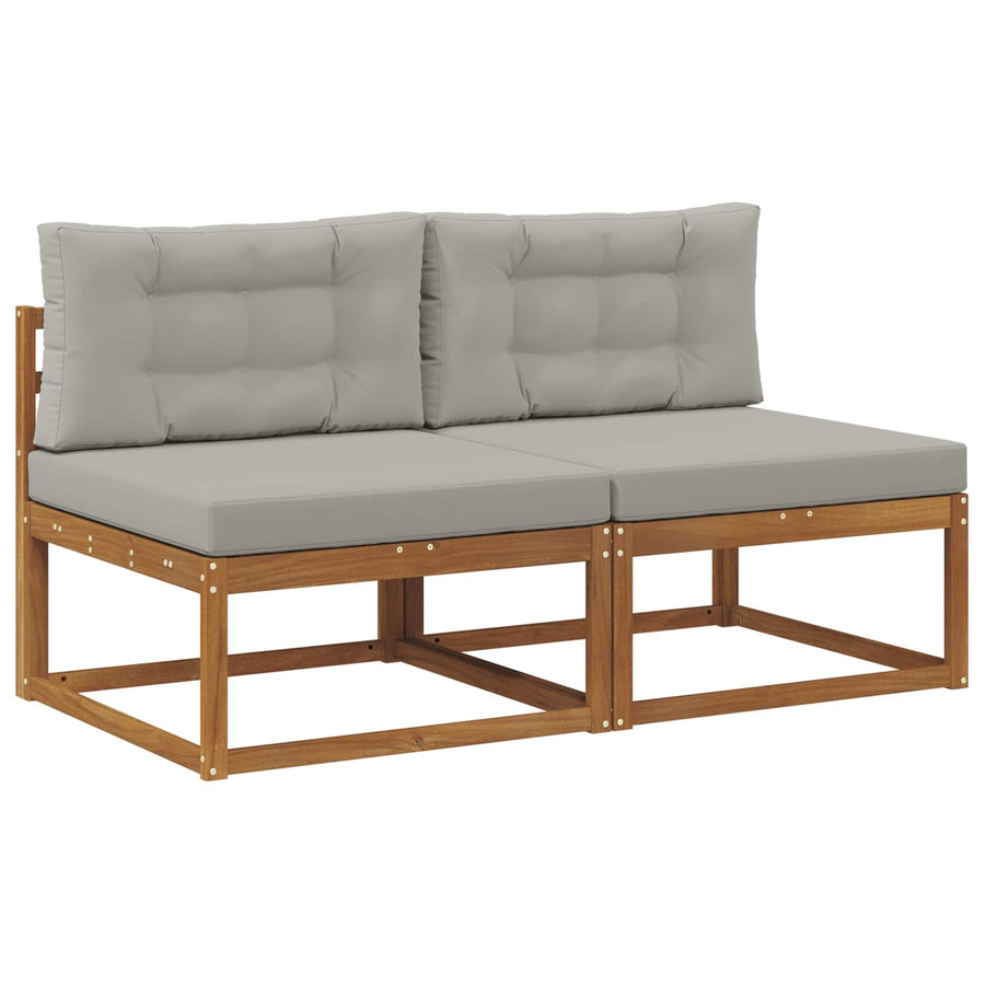 Buiten Midden Sofa met kussen 2 Stuk Naturel Massief Acaciahout