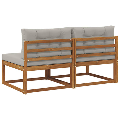 Buiten Midden Sofa met kussen 2 Stuk Naturel Massief Acaciahout