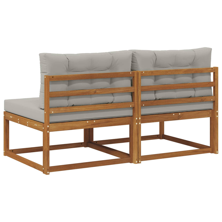 Buiten Midden Sofa met kussen 2 Stuk Naturel Massief Acaciahout