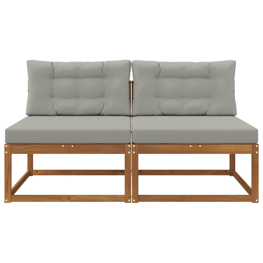 Buiten Midden Sofa met kussen 2 Stuk Naturel Massief Acaciahout