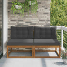 Outdoor Middle Sofa with Cushion 2 Piece Natural Solid Acacia Wood