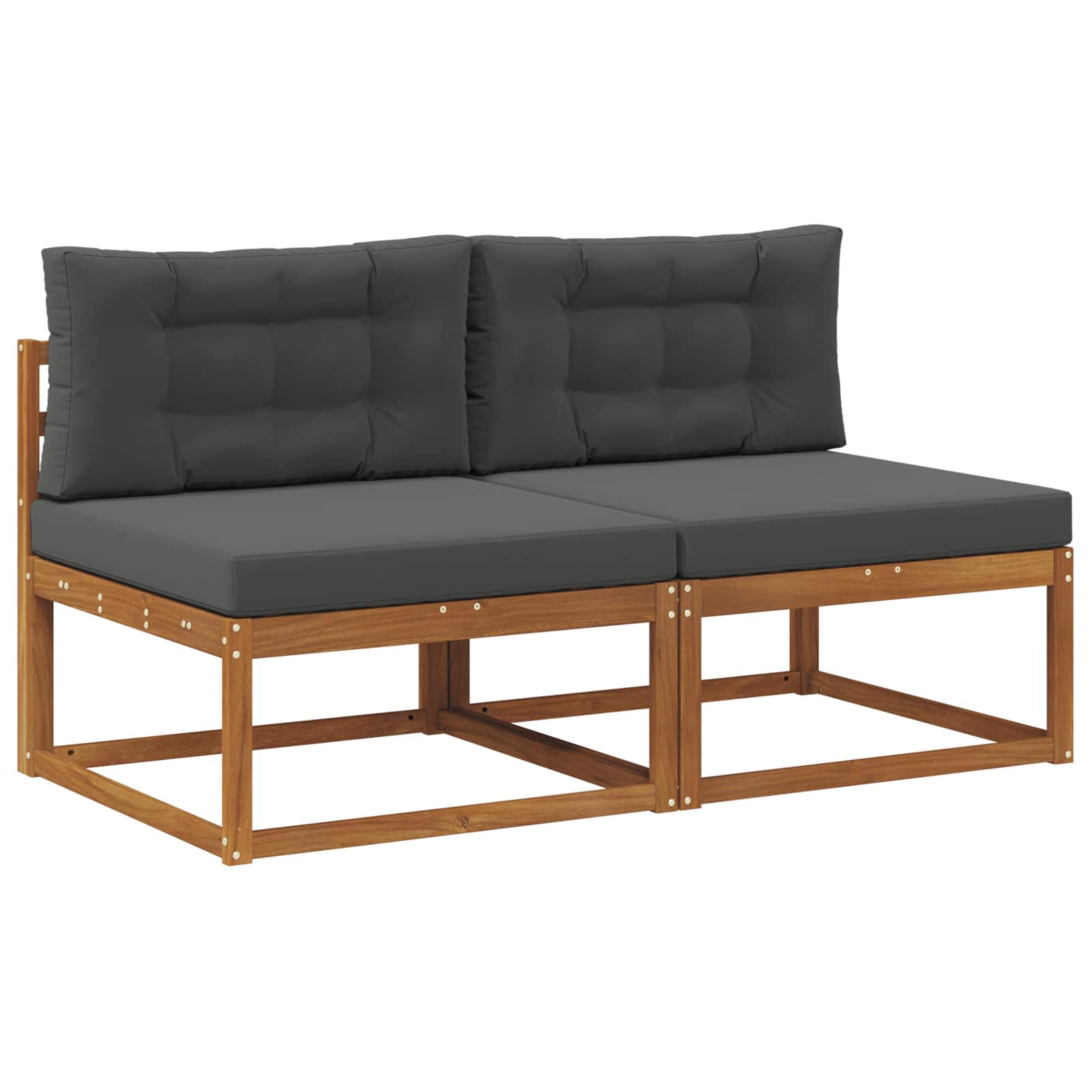 Buiten Midden Sofa met kussen 2 Stuk Naturel Massief Acaciahout