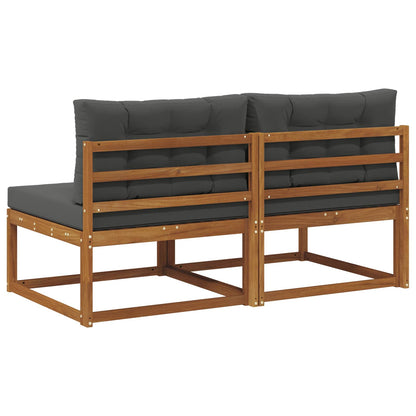 Buiten Midden Sofa met kussen 2 Stuk Naturel Massief Acaciahout