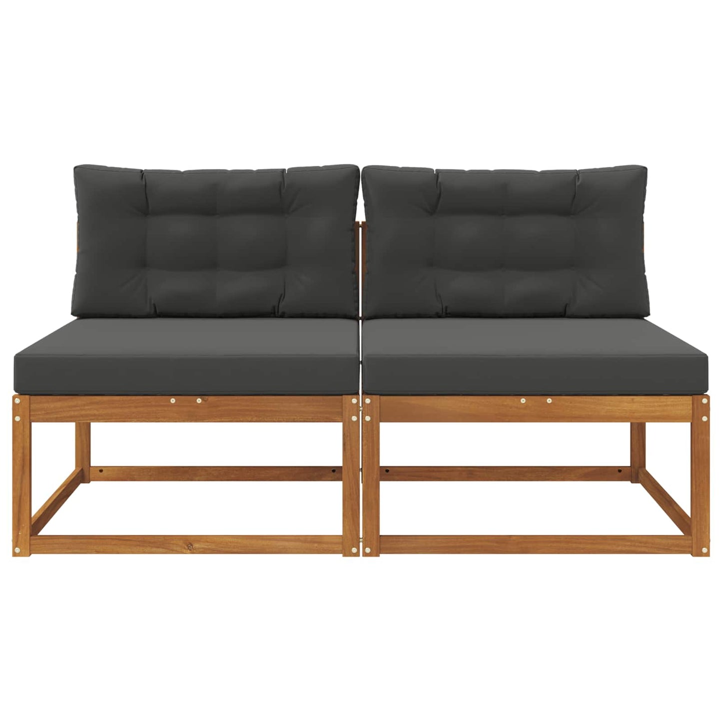 Buiten Midden Sofa met kussen 2 Stuk Naturel Massief Acaciahout
