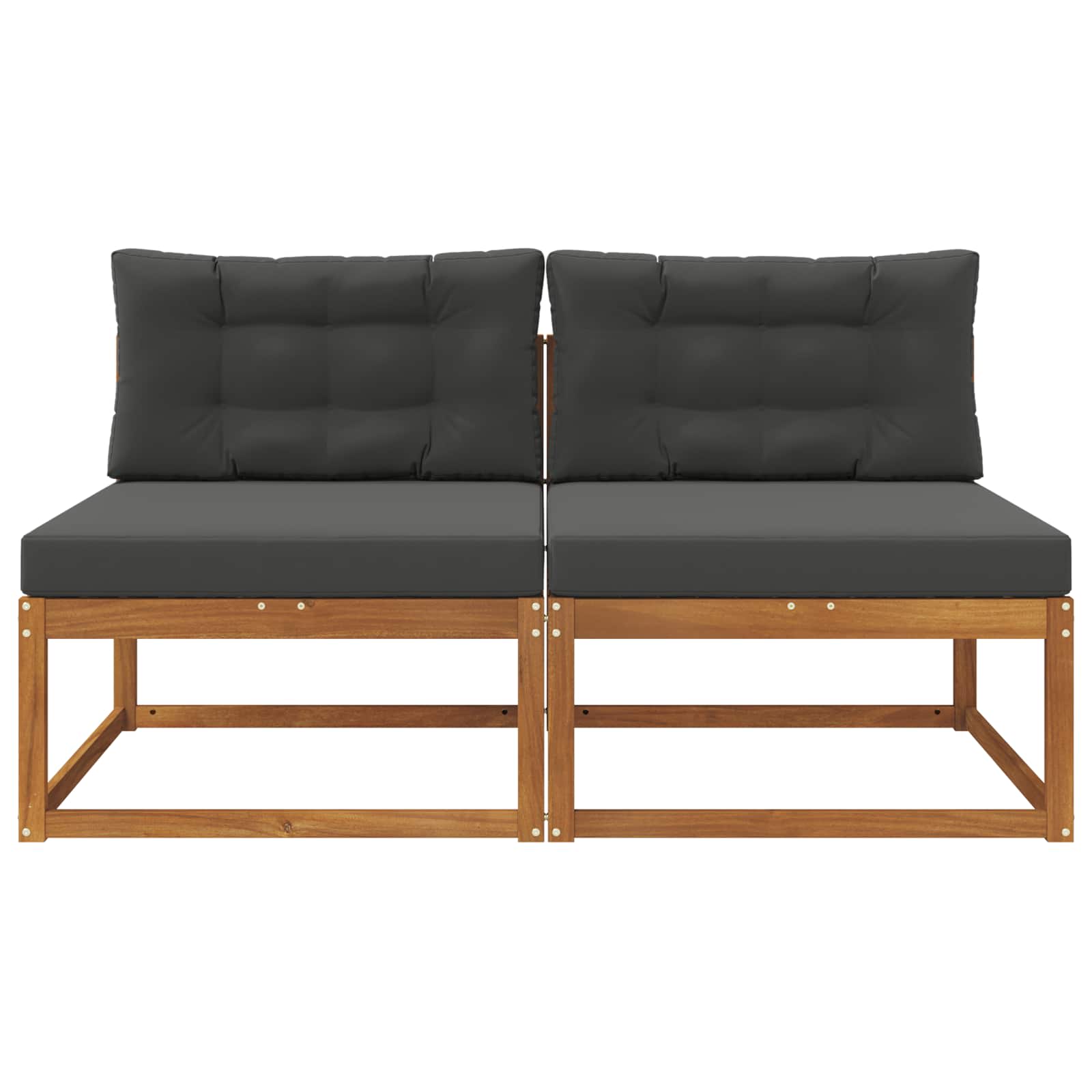 Buiten Midden Sofa met kussen 2 Stuk Naturel Massief Acaciahout