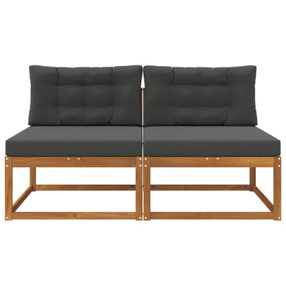 Buiten Midden Sofa met kussen 2 Stuk Naturel Massief Acaciahout