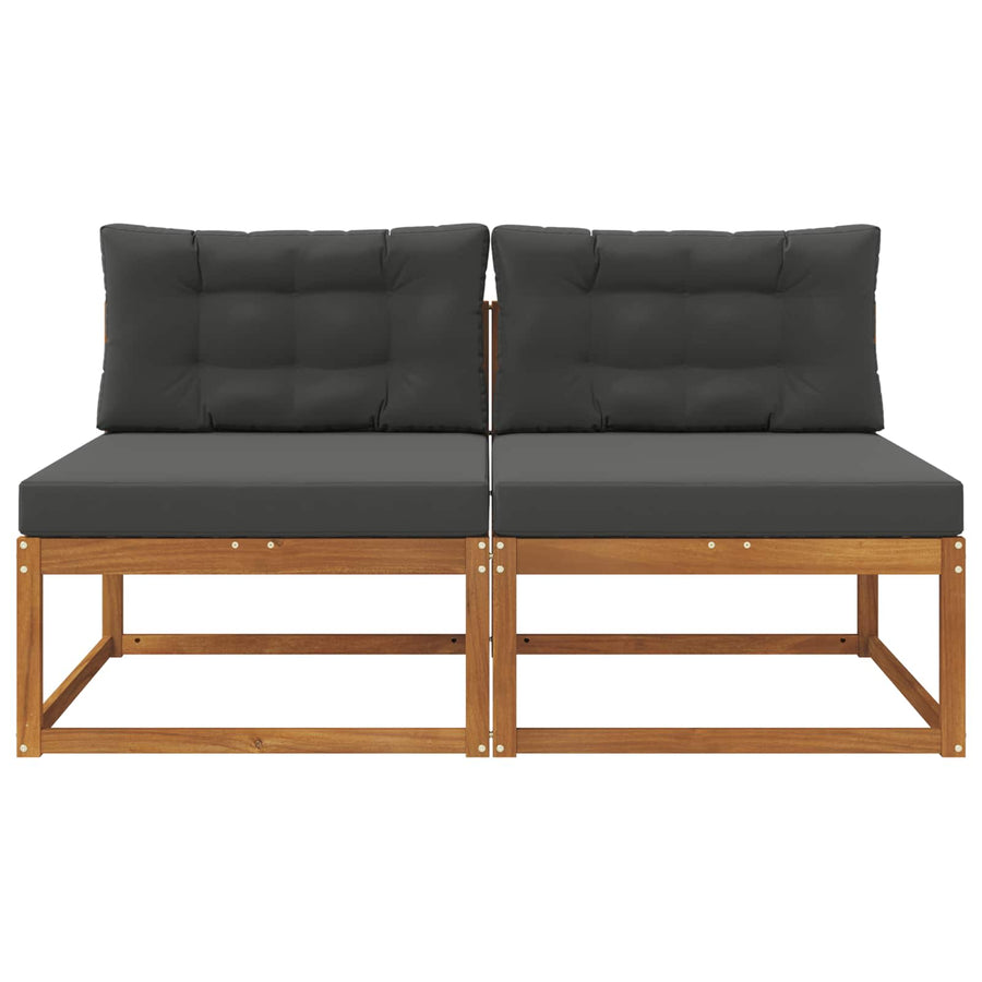 Buiten Midden Sofa met kussen 2 Stuk Naturel Massief Acaciahout