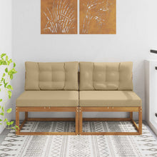 Buiten Midden Sofa met kussen 2 Stuk Naturel Massief Acaciahout