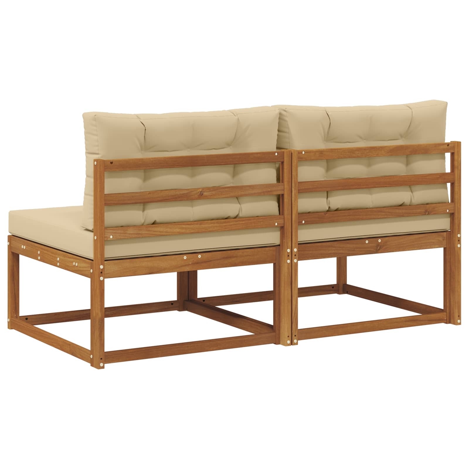 Buiten Midden Sofa met kussen 2 Stuk Naturel Massief Acaciahout