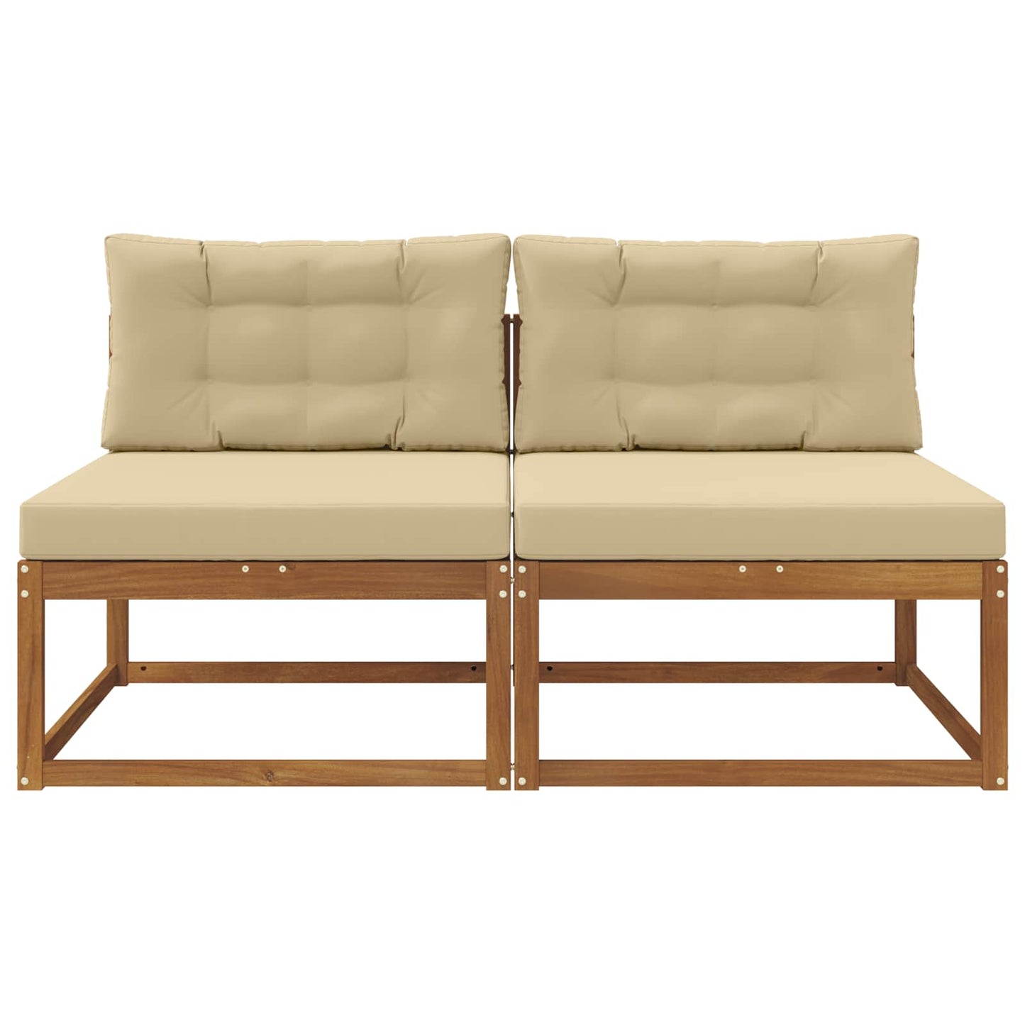 Buiten Midden Sofa met kussen 2 Stuk Naturel Massief Acaciahout