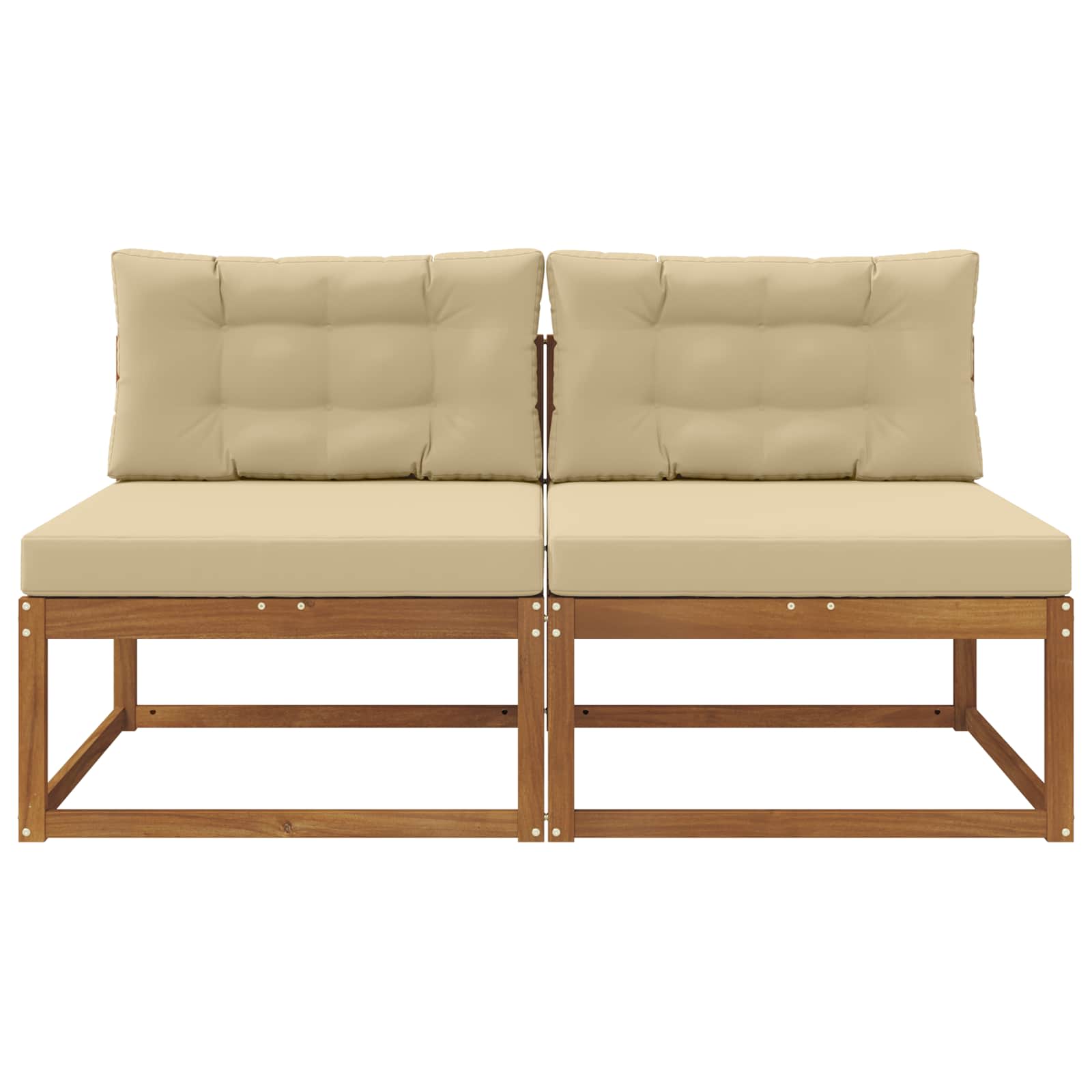 Buiten Midden Sofa met kussen 2 Stuk Naturel Massief Acaciahout