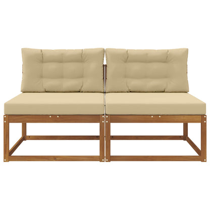 Buiten Midden Sofa met kussen 2 Stuk Naturel Massief Acaciahout