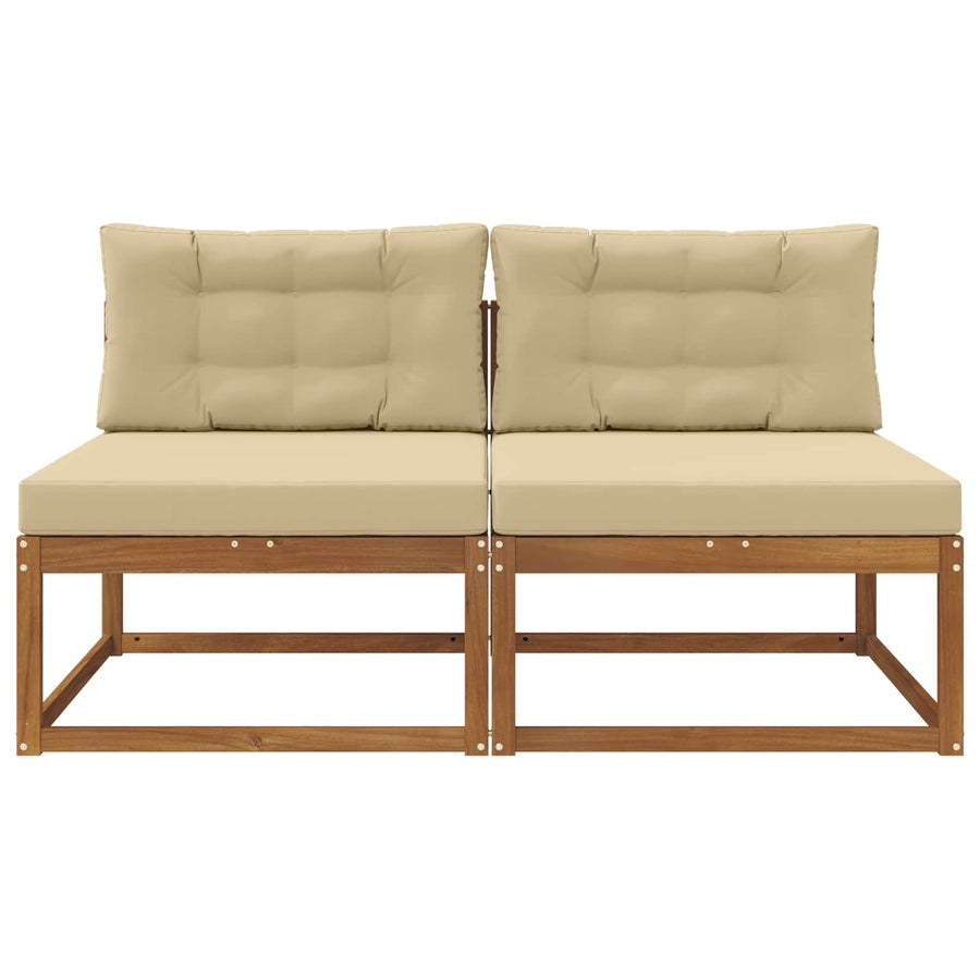 Buiten Midden Sofa met kussen 2 Stuk Naturel Massief Acaciahout
