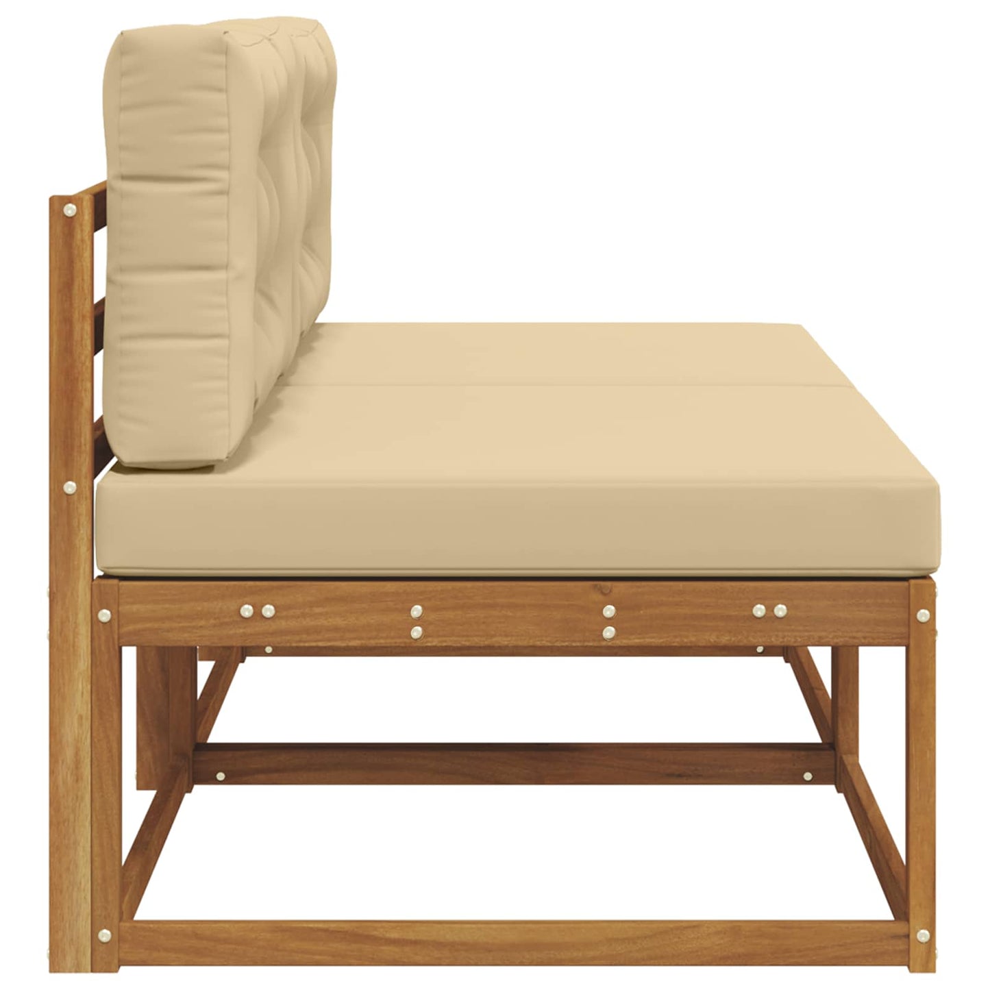 Buiten Midden Sofa met kussen 2 Stuk Naturel Massief Acaciahout
