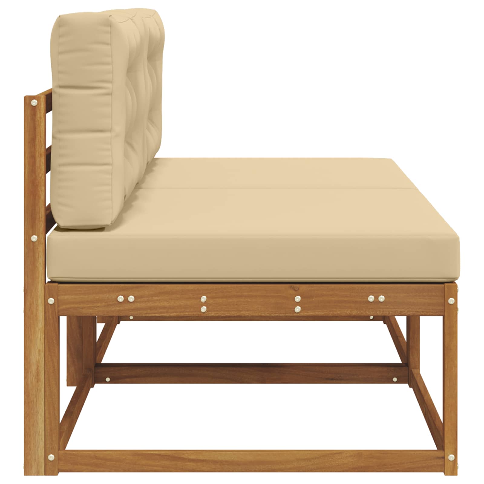 Buiten Midden Sofa met kussen 2 Stuk Naturel Massief Acaciahout