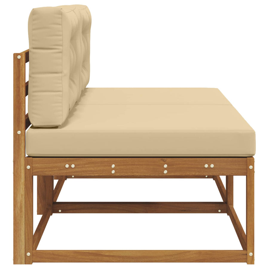 Buiten Midden Sofa met kussen 2 Stuk Naturel Massief Acaciahout
