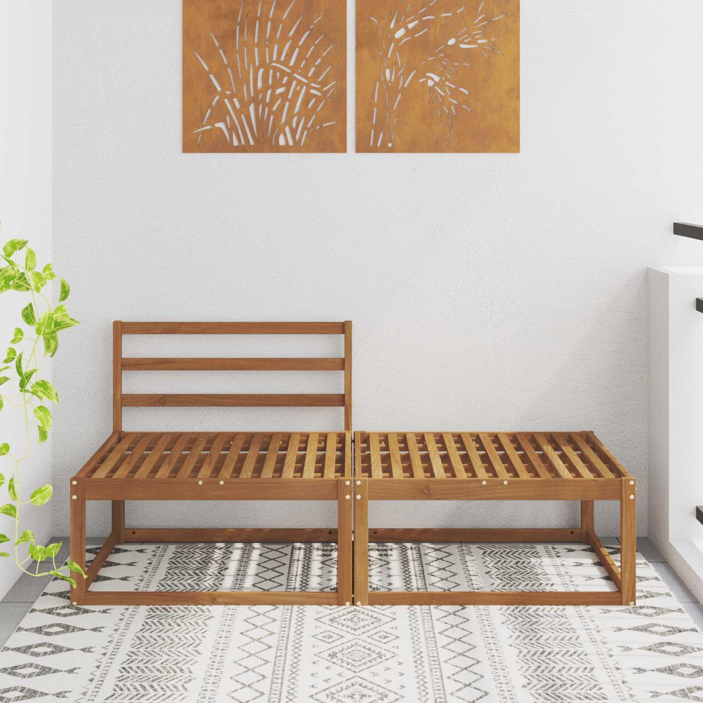 Sectie Sofa Eenheden 2 Stuk Naturel Massief Acaciahout