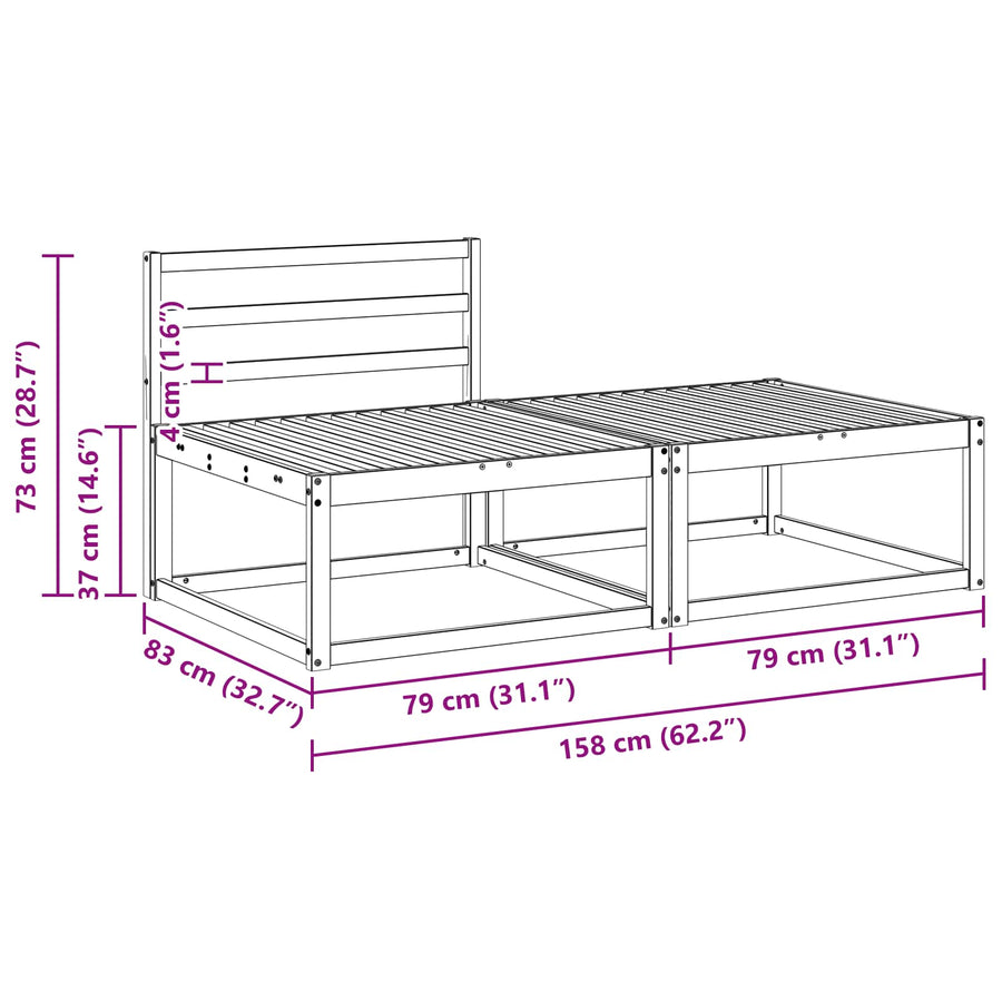Sectie Sofa Eenheden 2 Stuk Naturel Massief Acaciahout