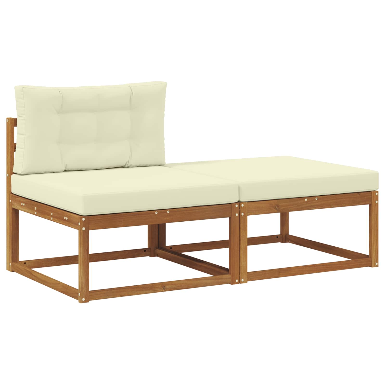 Sectie Sofa Eenheden 2 Stuk Naturel Massief Acaciahout Natuurlijk en crème