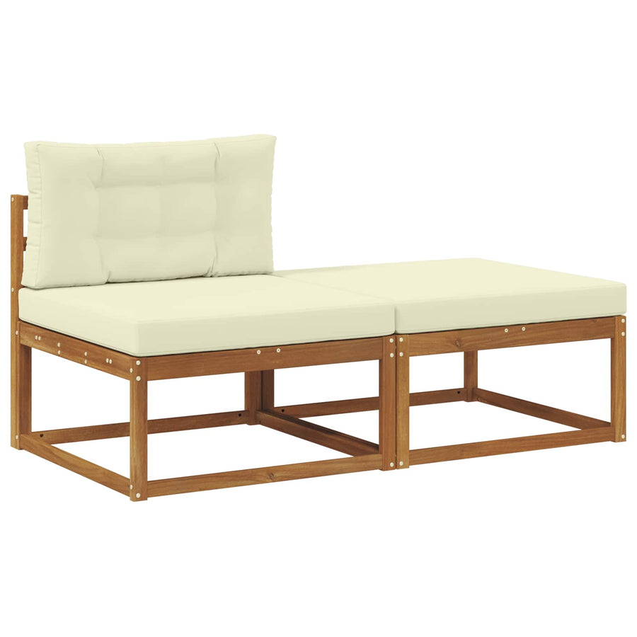 Sectie Sofa Eenheden 2 Stuk Naturel Massief Acaciahout Natuurlijk en crème