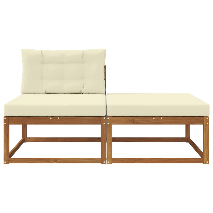 Sectie Sofa Eenheden 2 Stuk Naturel Massief Acaciahout Natuurlijk en crème