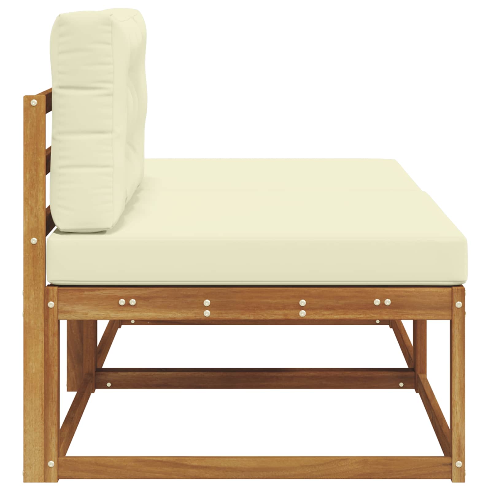 Sectie Sofa Eenheden 2 Stuk Naturel Massief Acaciahout Natuurlijk en crème