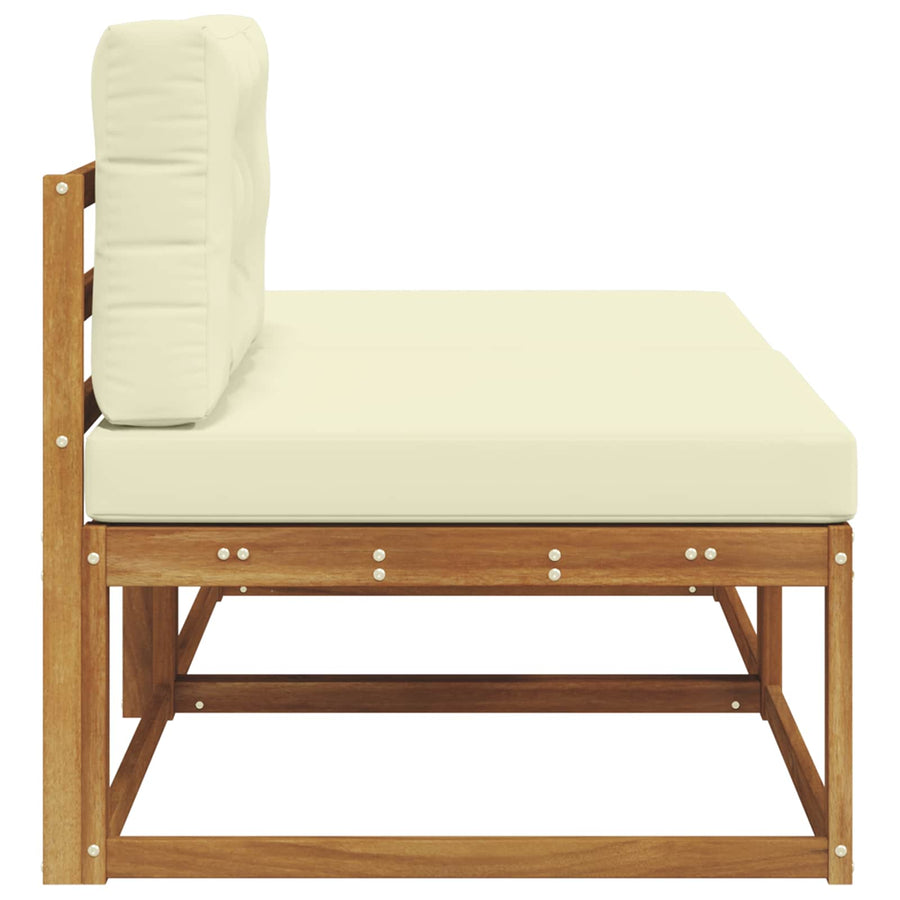 Sectie Sofa Eenheden 2 Stuk Naturel Massief Acaciahout Natuurlijk en crème