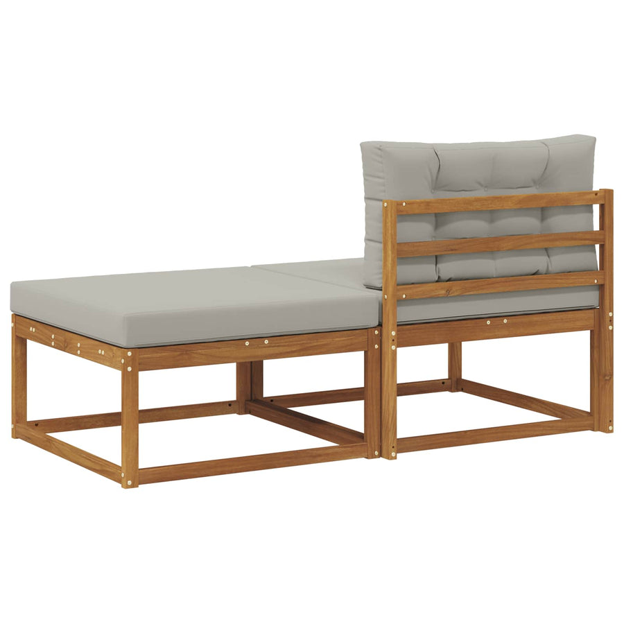 Sectie Sofa Eenheden 2 Stuk Naturel Massief Acaciahout Natuurlijk en lichtgrijs