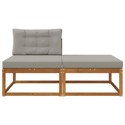 Sectie Sofa Eenheden 2 Stuk Naturel Massief Acaciahout Natuurlijk en lichtgrijs