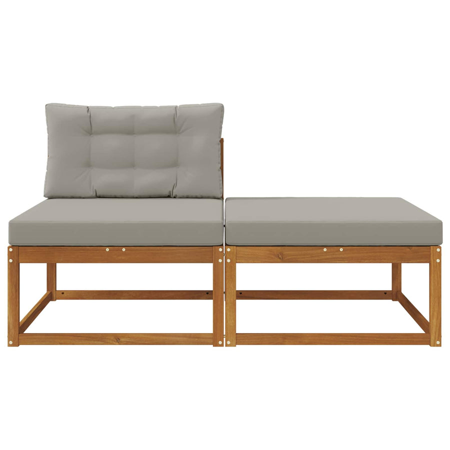 Sectie Sofa Eenheden 2 Stuk Naturel Massief Acaciahout Natuurlijk en lichtgrijs