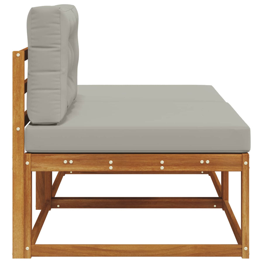 Sectie Sofa Eenheden 2 Stuk Naturel Massief Acaciahout Natuurlijk en lichtgrijs