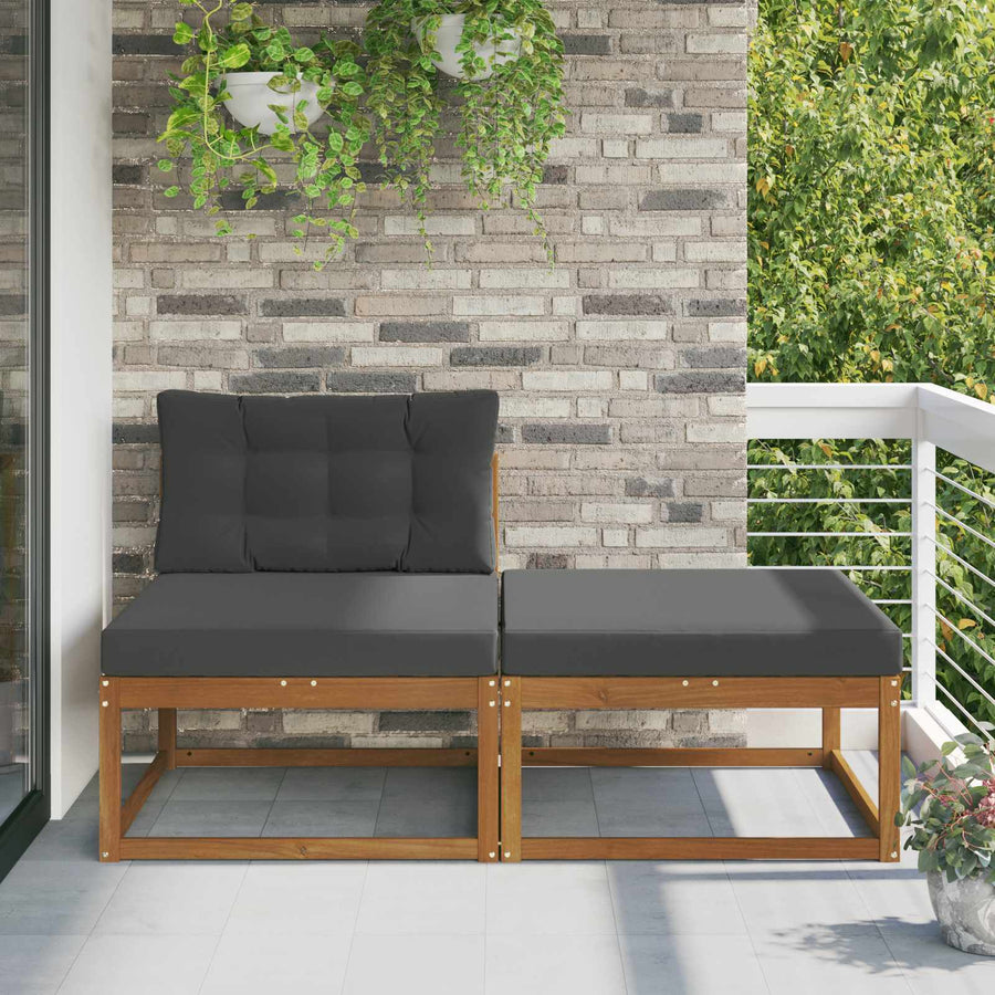 Sectie Sofa Eenheden 2 Stuk Naturel Massief Acaciahout Natuurlijk en antraciet