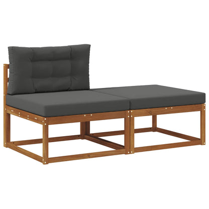 Sectie Sofa Eenheden 2 Stuk Naturel Massief Acaciahout Natuurlijk en antraciet