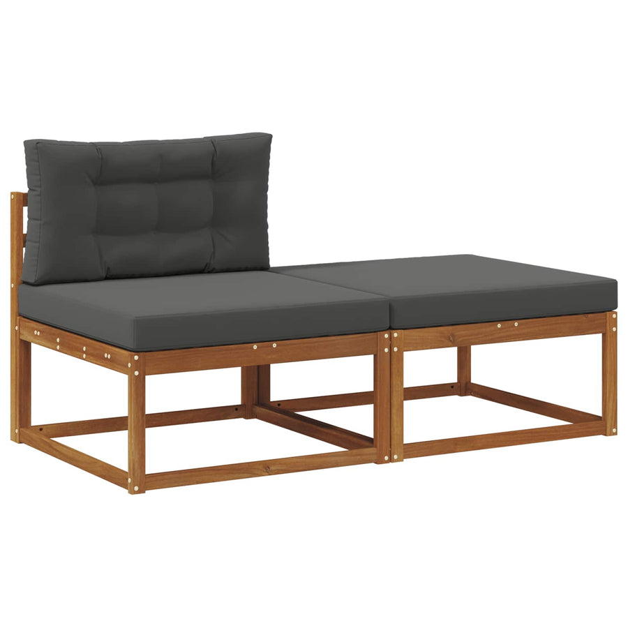 Sectie Sofa Eenheden 2 Stuk Naturel Massief Acaciahout Natuurlijk en antraciet