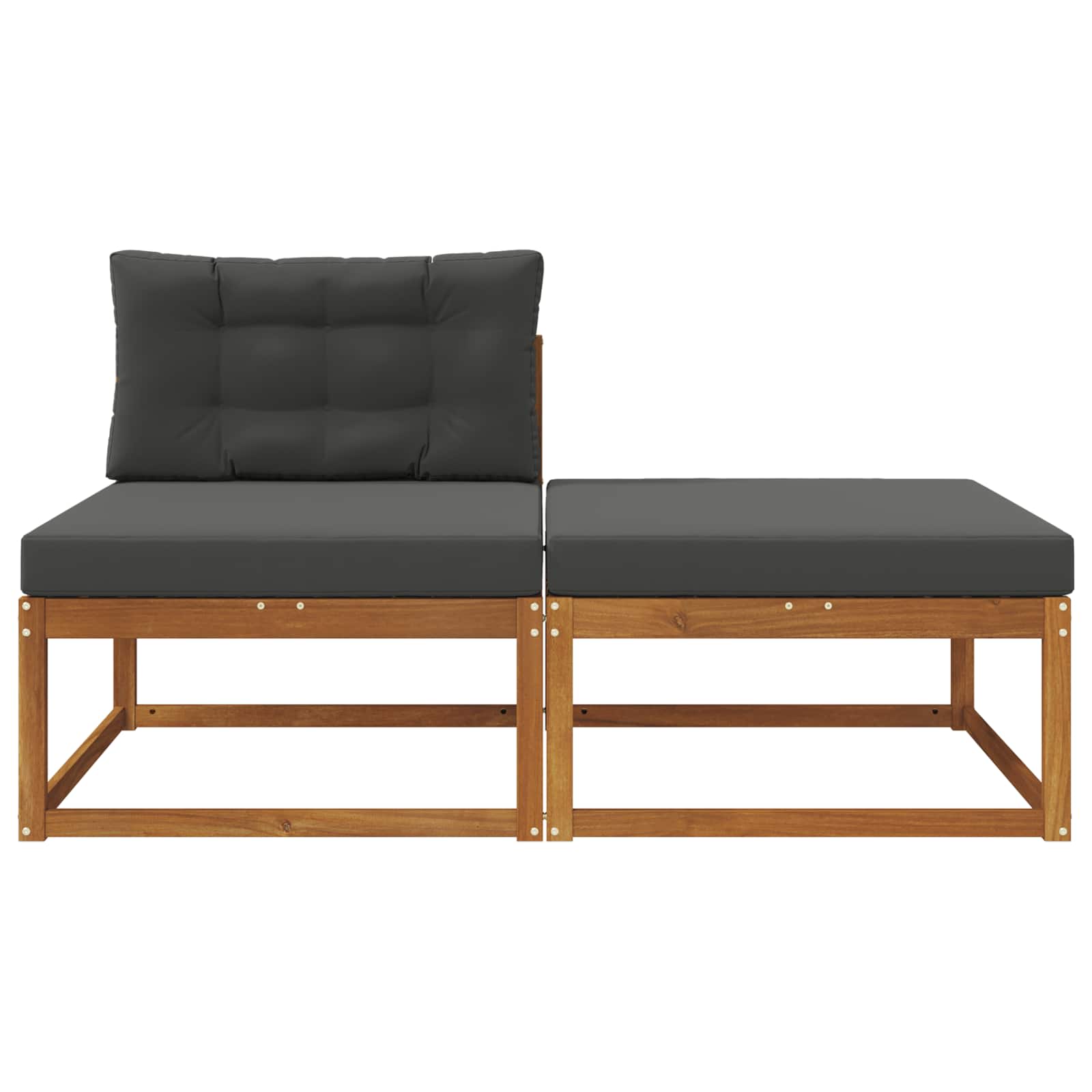 Sectie Sofa Eenheden 2 Stuk Naturel Massief Acaciahout Natuurlijk en antraciet