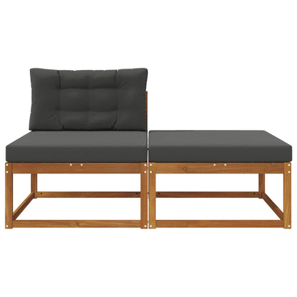 Sectie Sofa Eenheden 2 Stuk Naturel Massief Acaciahout Natuurlijk en antraciet
