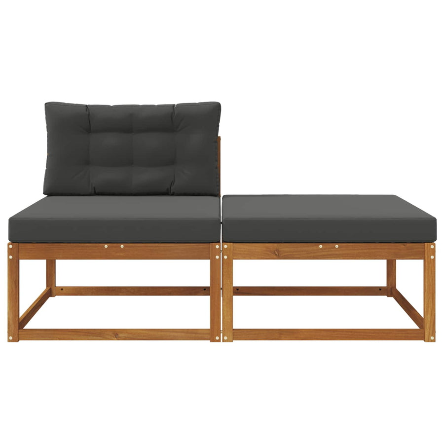 Sectie Sofa Eenheden 2 Stuk Naturel Massief Acaciahout Natuurlijk en antraciet