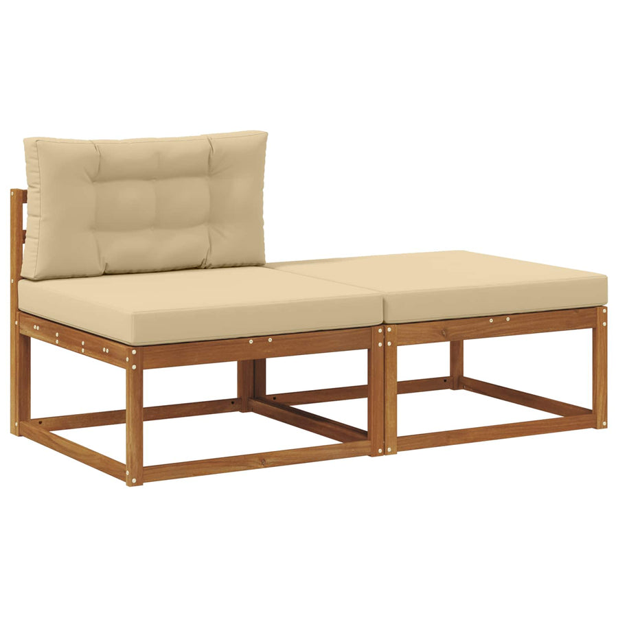 Sectie Sofa Eenheden 2 Stuk Naturel Massief Acaciahout Natuurlijk en beige
