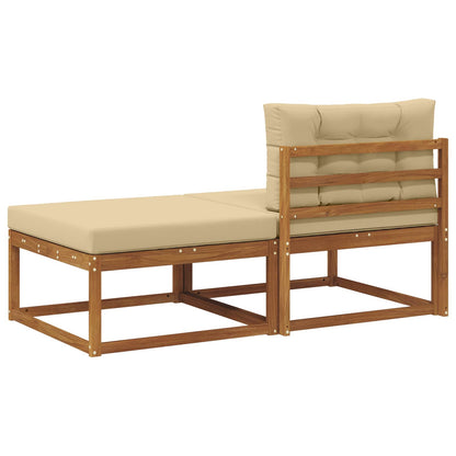 Sectie Sofa Eenheden 2 Stuk Naturel Massief Acaciahout Natuurlijk en beige