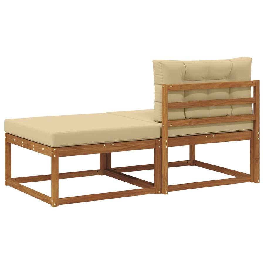 Sectie Sofa Eenheden 2 Stuk Naturel Massief Acaciahout Natuurlijk en beige