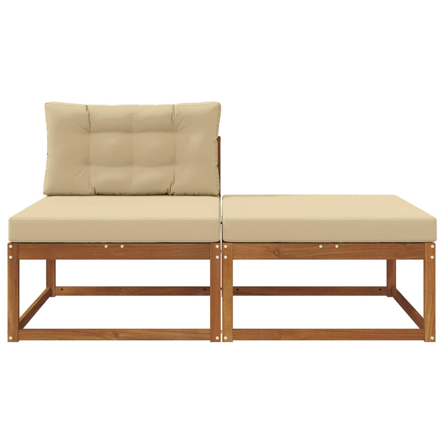 Sectie Sofa Eenheden 2 Stuk Naturel Massief Acaciahout Natuurlijk en beige