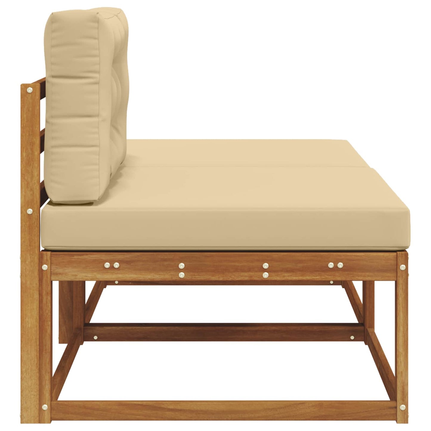 Sectie Sofa Eenheden 2 Stuk Naturel Massief Acaciahout Natuurlijk en beige