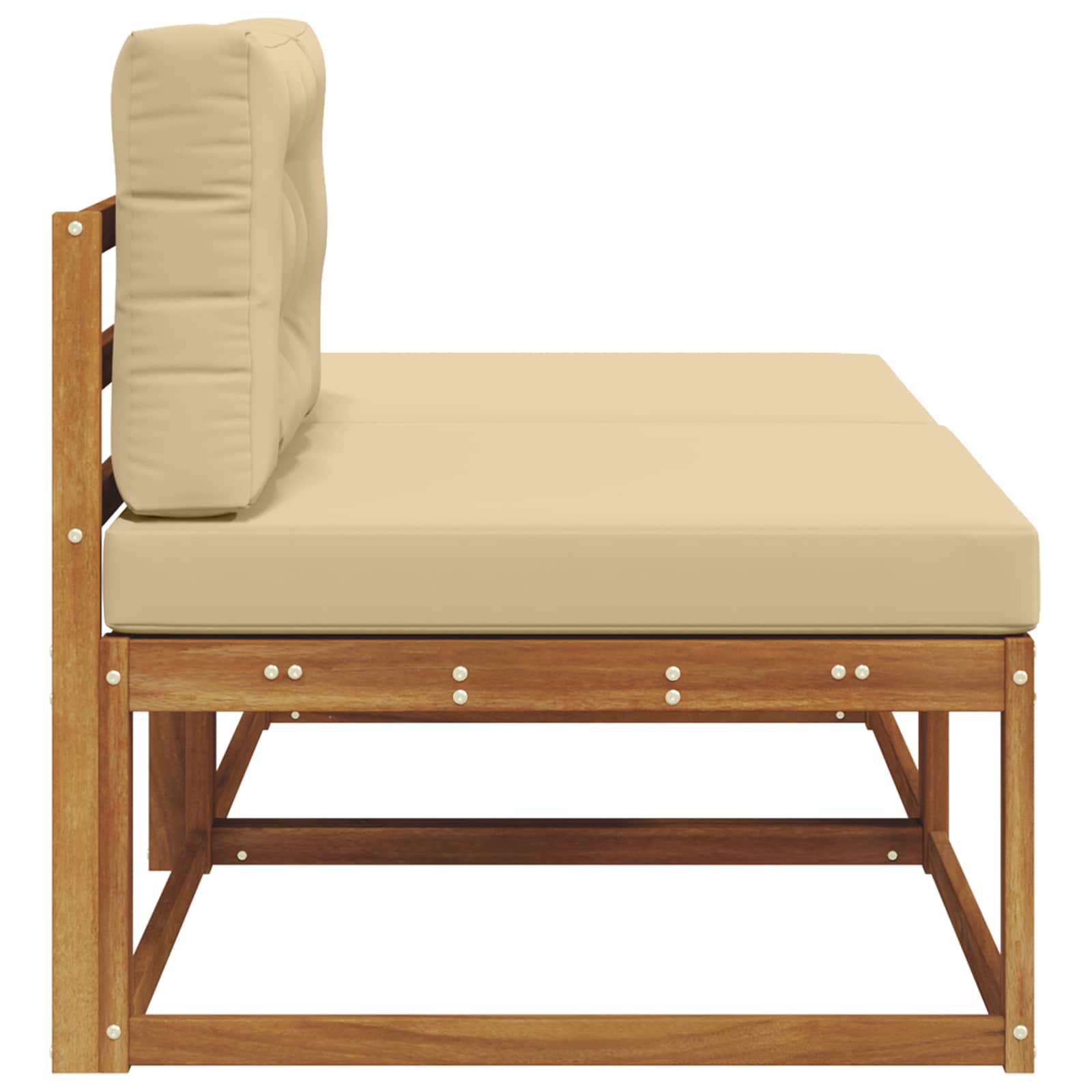 Sectie Sofa Eenheden 2 Stuk Naturel Massief Acaciahout Natuurlijk en beige