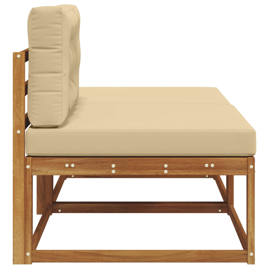 Sectie Sofa Eenheden 2 Stuk Naturel Massief Acaciahout Natuurlijk en beige