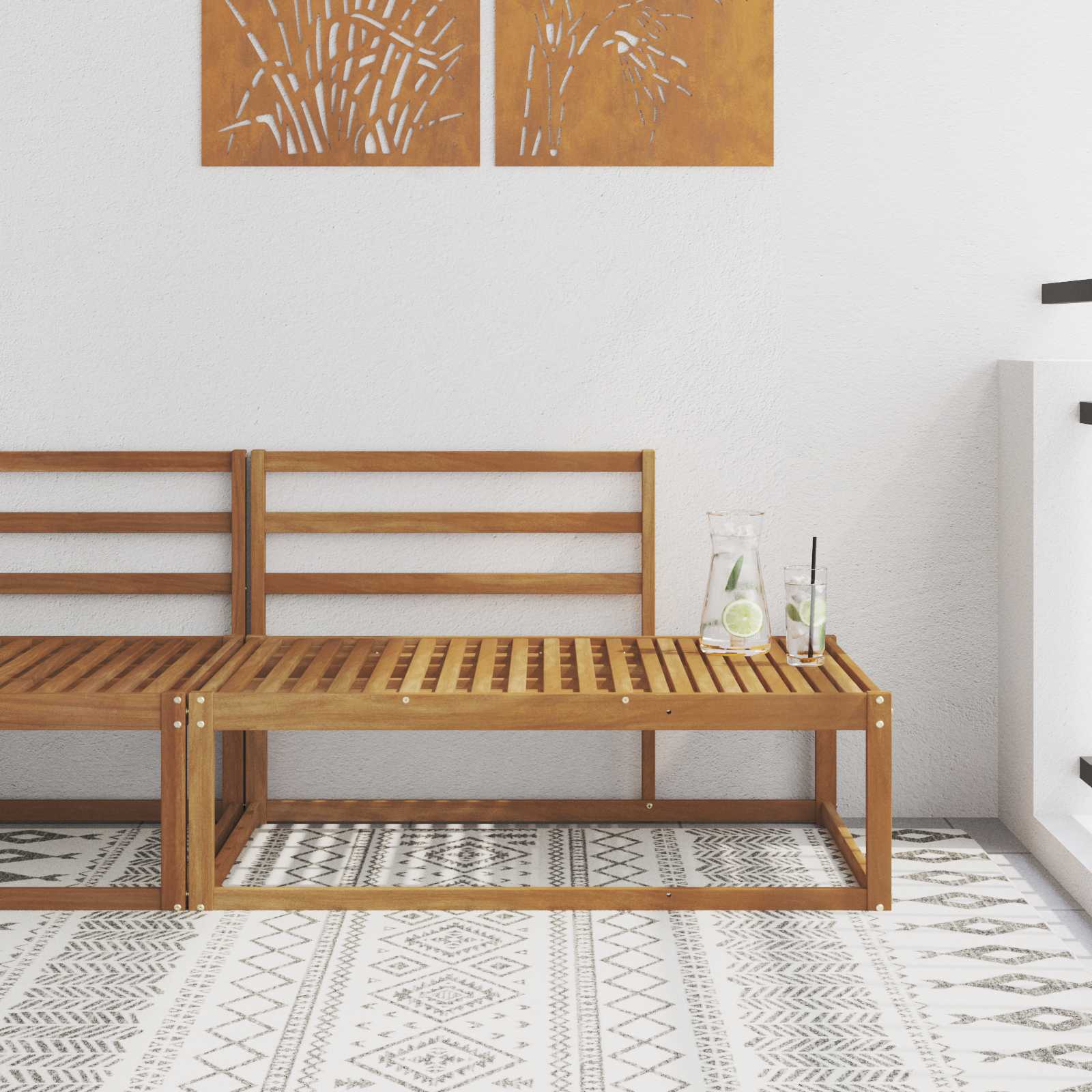 Buiten Eindbank Naturel 115 x 83 x 73 cm Massief Acaciahout